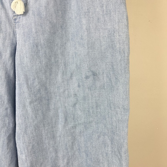 Ann Taylor LOFT Crop Denim Pants Womens XL Light Blue Wash Cotton Linen - Picture 4 of 8